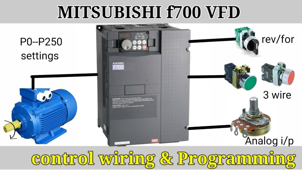 Mitsubishi VFD f700 wiring & parameter settings | Mitsubishi vfd details in hindi |Pearl Engineering