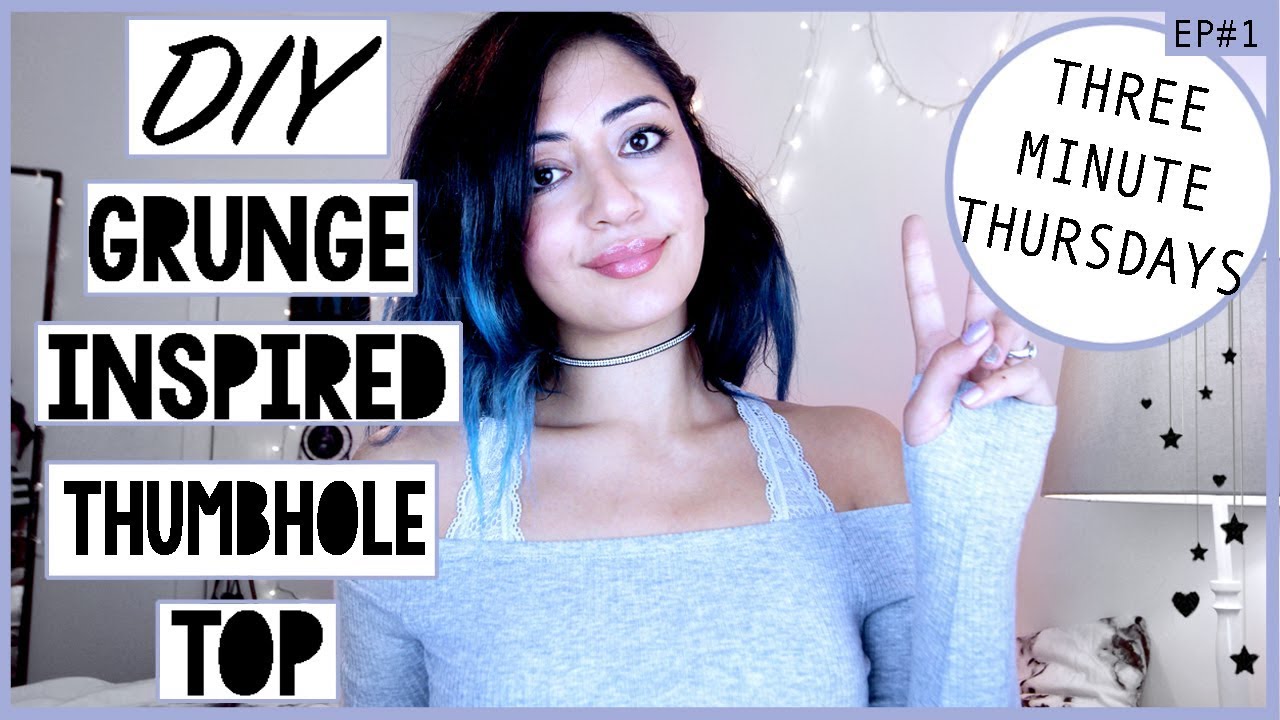 EASY DIY GRUNGE THUMB HOLE TOP ☻ HEBA ELE