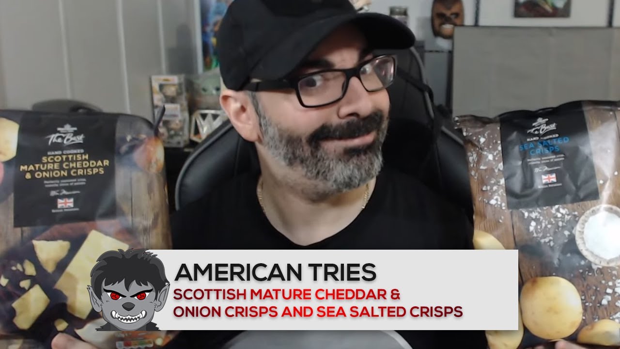 American Tries Scottish Mature Cheddar & Onion Crisps and Sea Salted Crisps