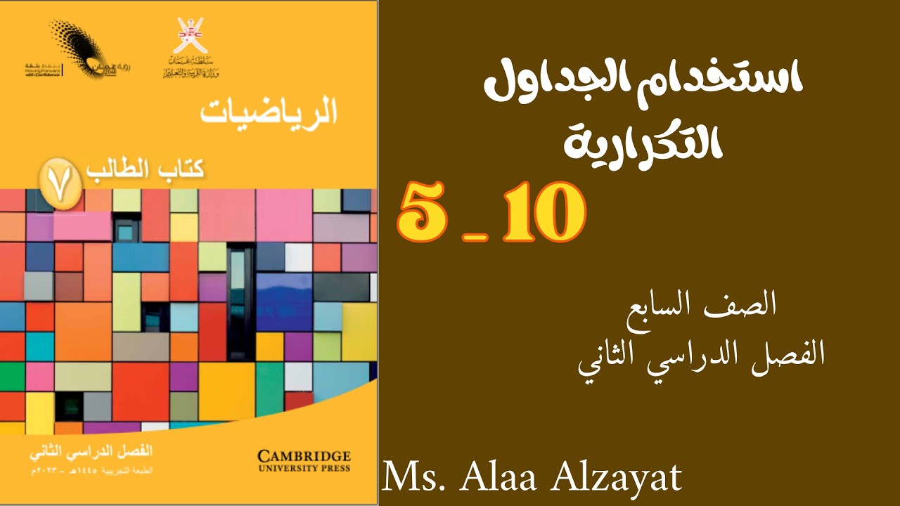 درس استخدام الجداول التكرارية للصف السابع الفصل الدراسي الثاني _ سلطنة عمان