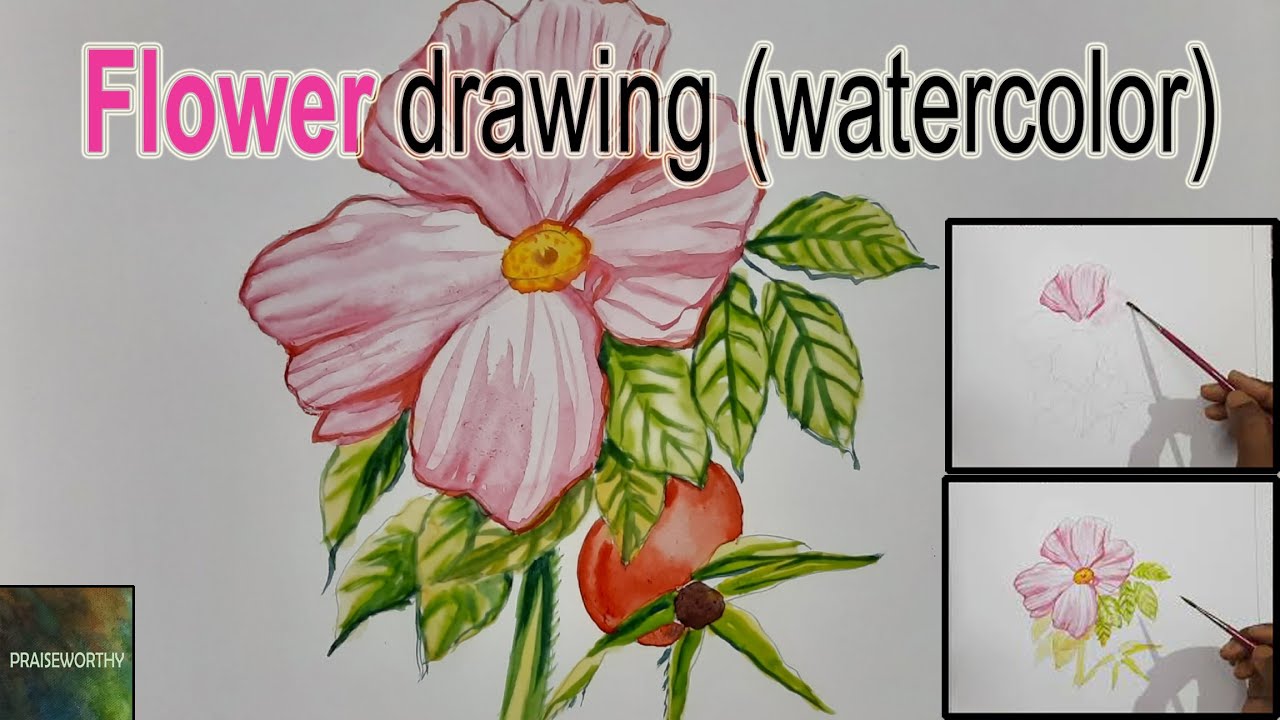 How to draw a flower and colour it using watercolor / For kids / Praiseworthy