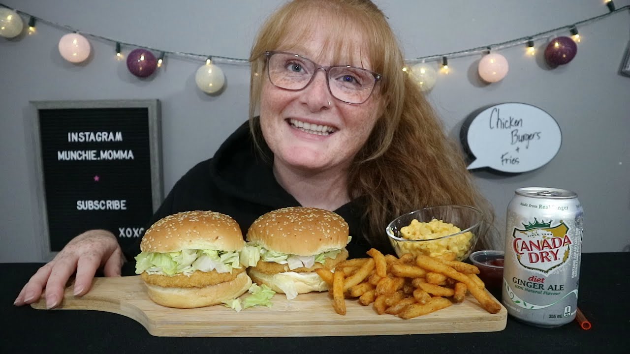 CHICKEN BURGERS + SPICY FRIES | MUKBANG | EATING SHOW
