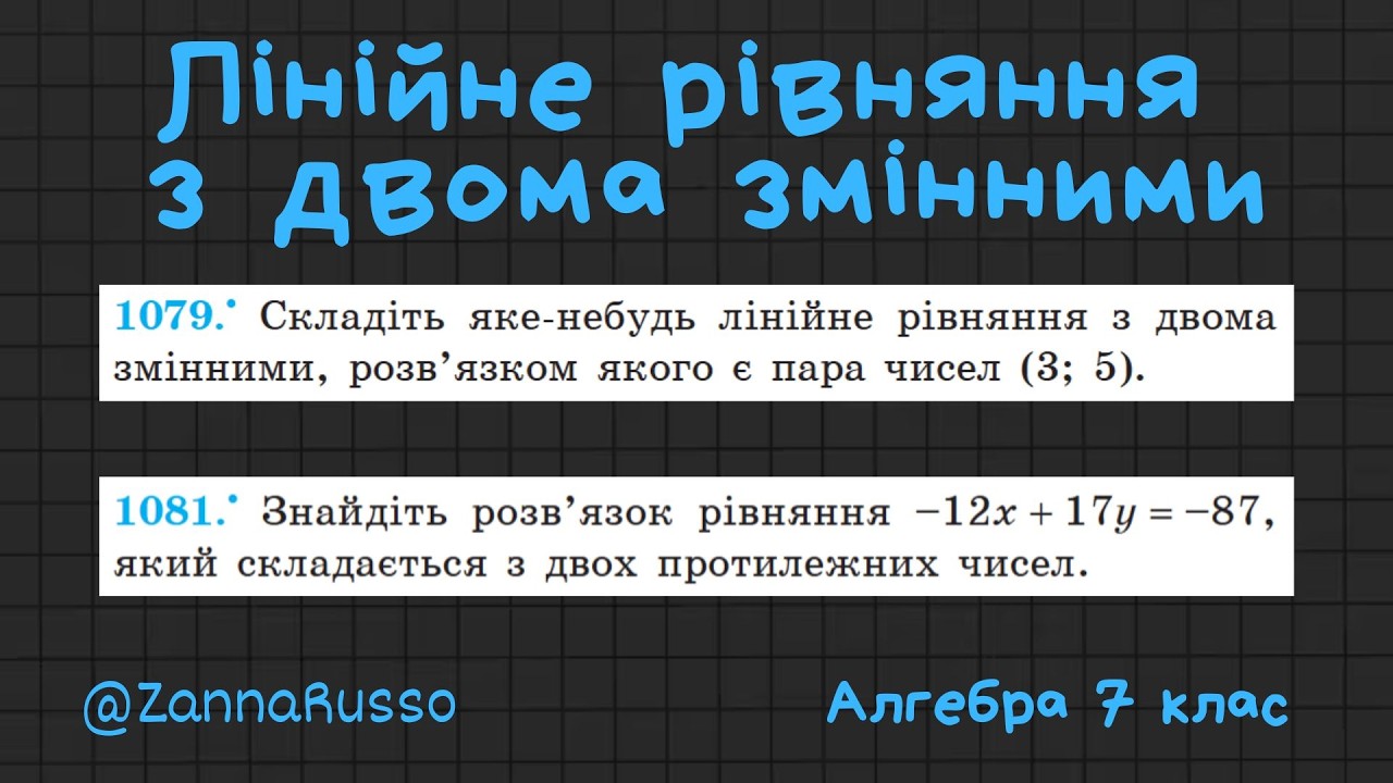 № 1079, 1081 Лінійне рівняння з двома змінними. Алгебра 7 клас - Мерзляк, Якір