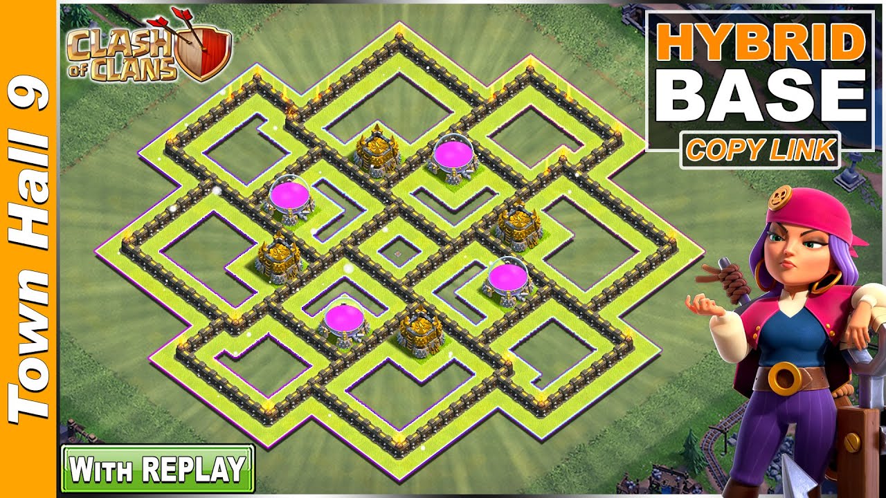 New TH9 Base 2021 | Town Hall 9 (TH9) Hybrid Base Design - Clash of Clans