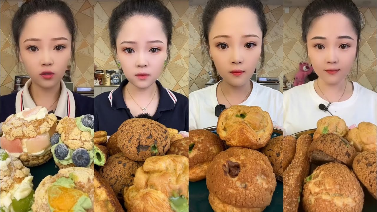 CHINESE MUKBANG SWEET FOOD (CREAM PUFF)@Xiao Yu Mukbang @Bingxin666 Mukbang EATING SHOW