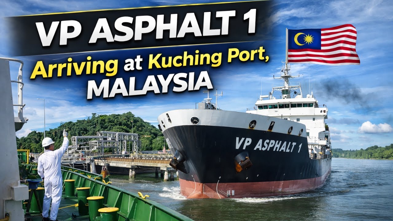 Tanker Ship MT VP ASPHALT 1 Entering Kuching Port, Malaysia | Pilotage and Berthing Process