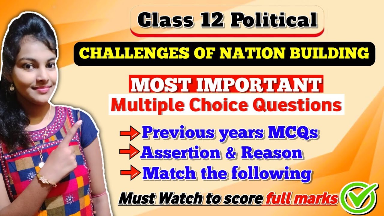 Challenges of nation building class 12 important mcq || class 12 political || ch - 1 || must watch