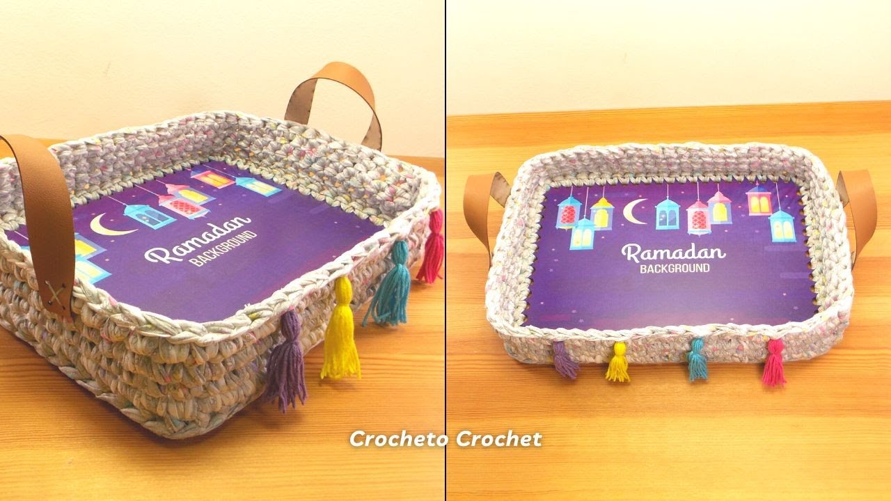 Happy Ramadan: Crochet Ramadan Tray With Wooden Base