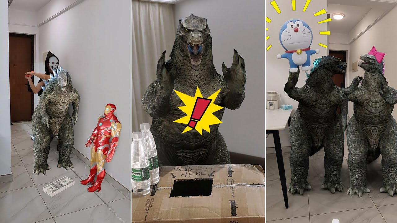 哥斯拉做的菜被丢了，太可惜了#godzilla #funny #cosplay
