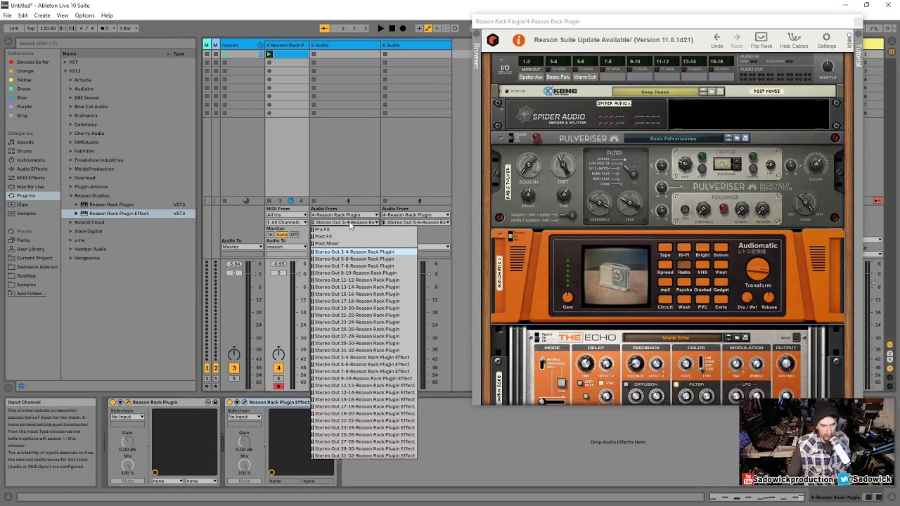 Плагин Reason Rack — маршрутизация в Ableton Live