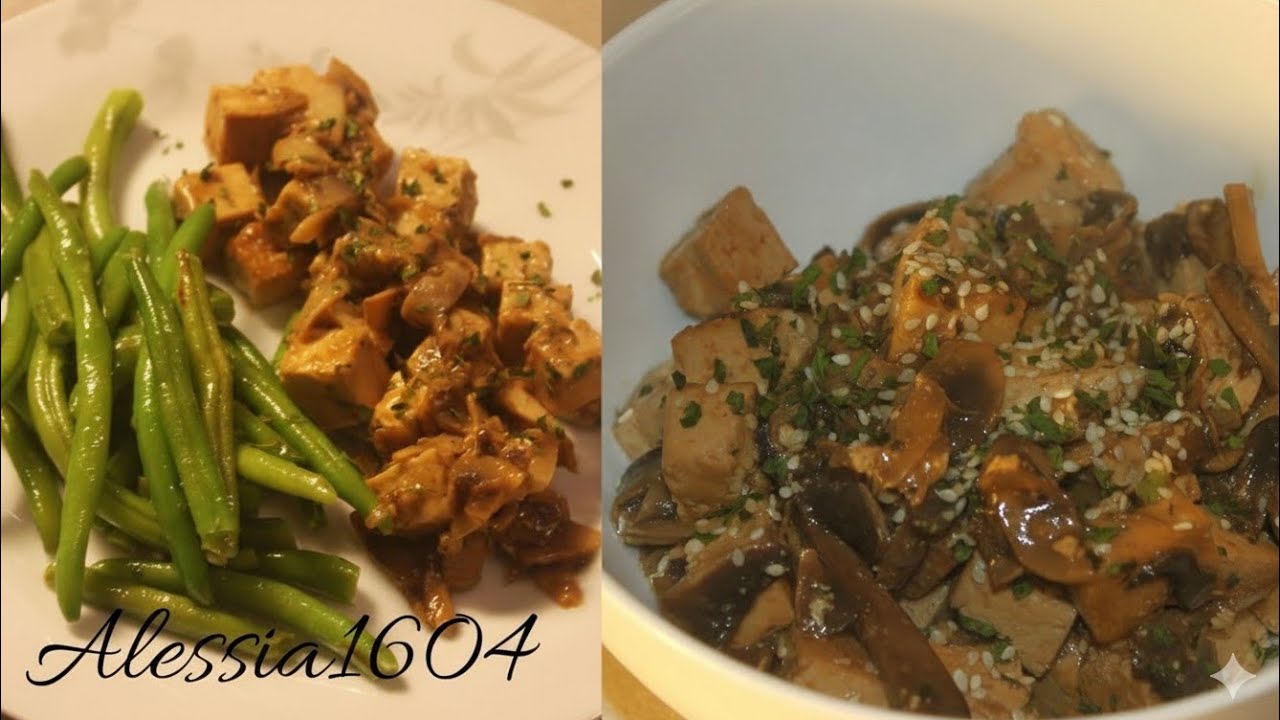 COME SI CUCINA IL TOFU, tofu marinato CREMOSO con FUNGHI champignonne ,sembra pollo!!