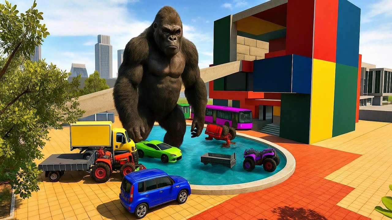 😱 🦍 Gorilla से बचाने के लिए गाड़ियों को घर में खड़ा करना। #video