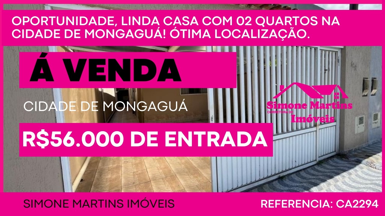 OPORTUNIDADE, LINDA CASA COM 02 QUARTOS Á VENDA EM MONGAGUÁ REF. CA2294