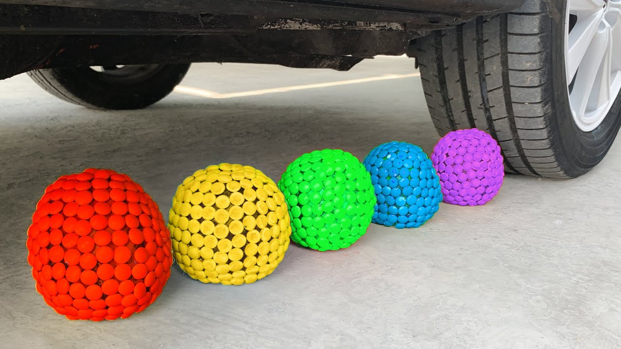 Experiment Rainbow M&M Candy vs Car! Crushing Crunchy, Soft Things by Car! HP Crunchy