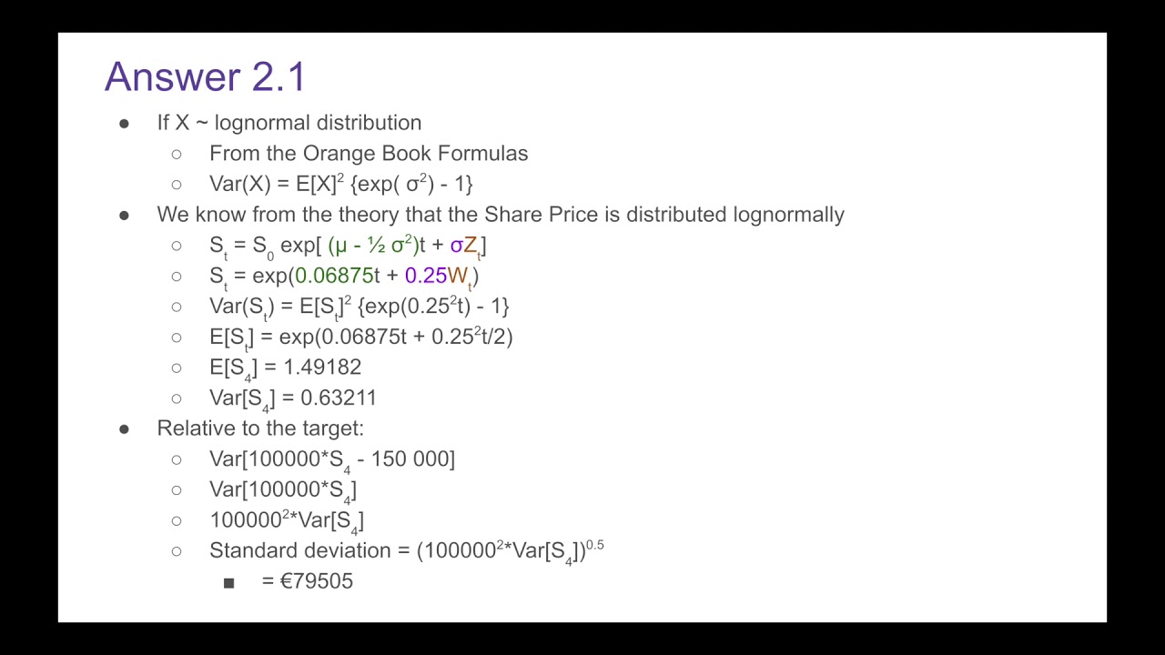 Stochastic Stock Price Past Exam Paper Question CM2