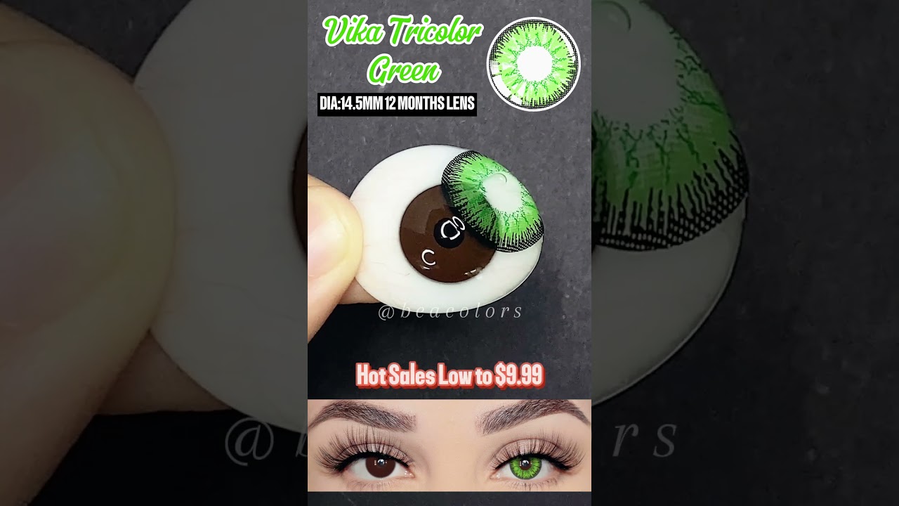 [BEACOLORS]𝙇𝙤𝙬 𝙩𝙤 $9.99 -VIKA GREEN#lens #skincare #unboxing #contactlenses #greeneyes #fyp #eyelook