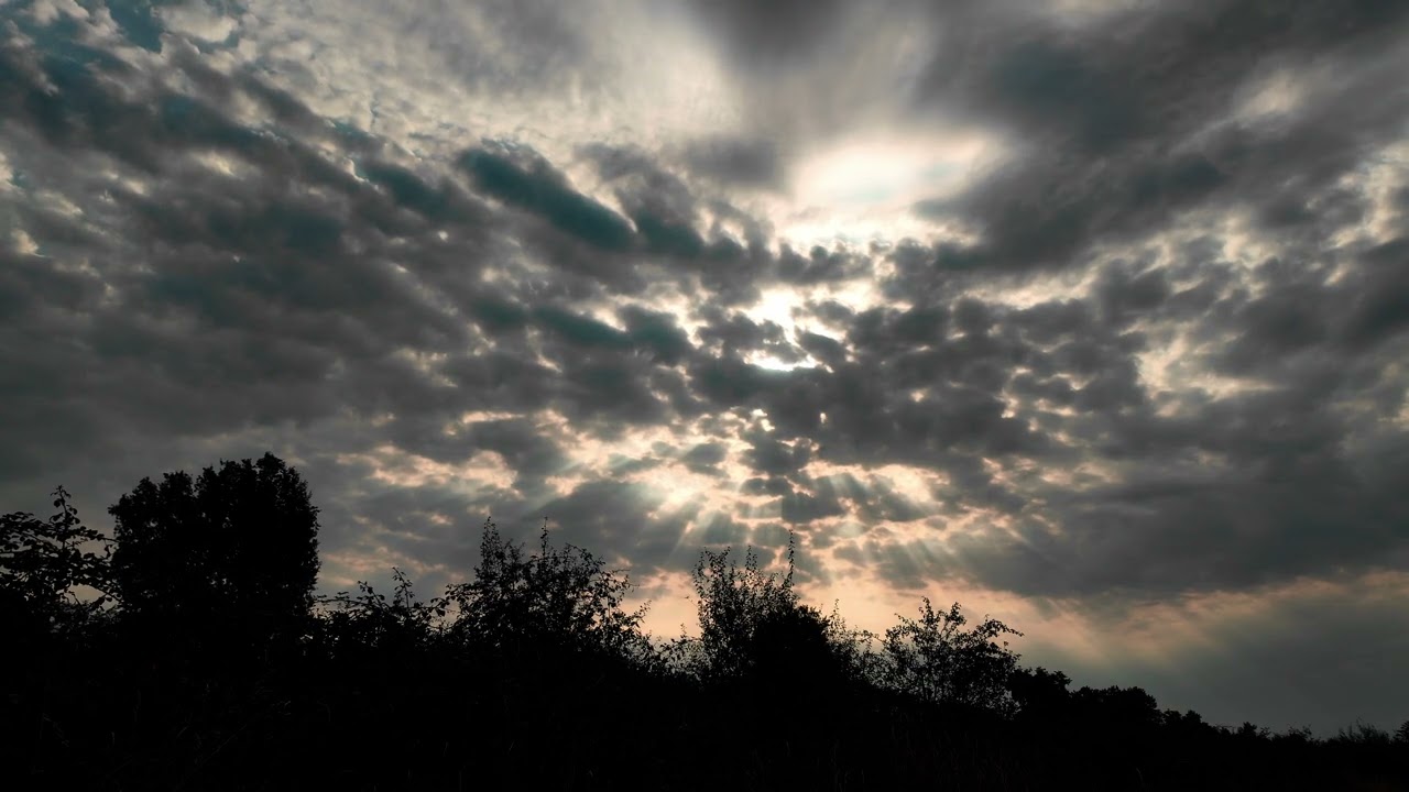 4K Morning Sky Window – Clouds & Sun Rays in France | Nature Sounds | No Ads