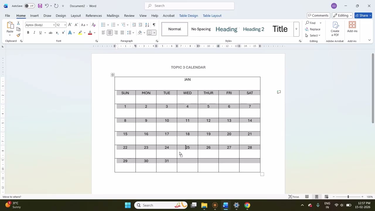 CALENDAR CLASS 3