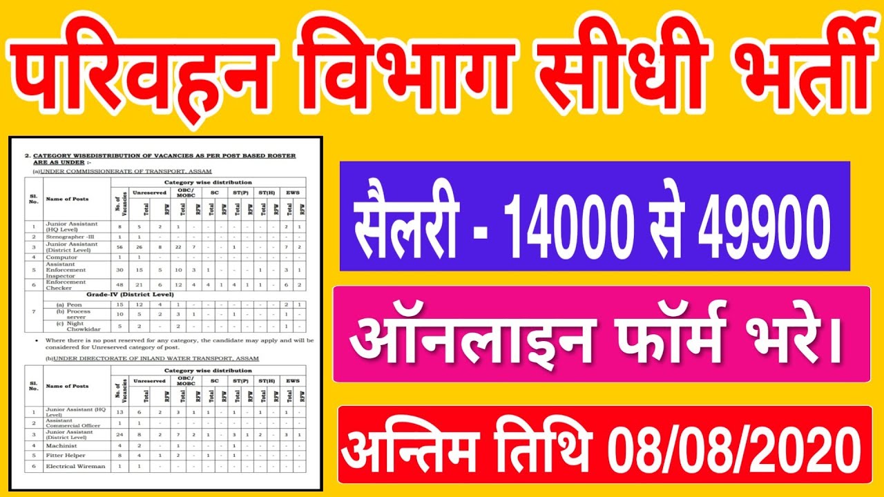 Transport Department Direct Recruitment 2020 | Transport Corporation Recruitment 2020 || Transpor...