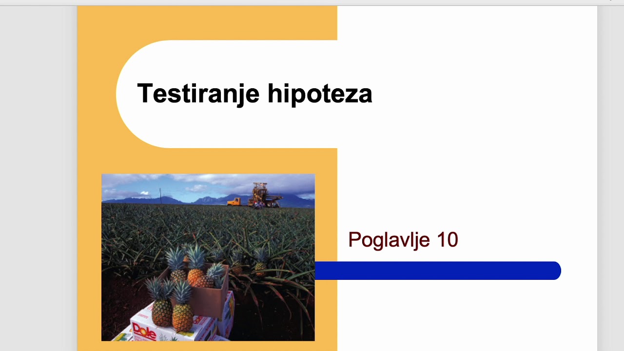 STATISTIKA: testiranje hipoteza