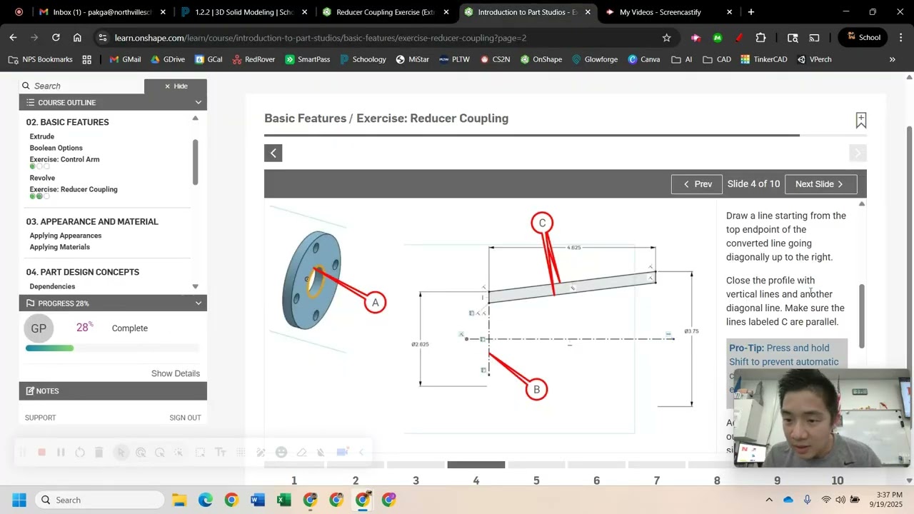 Reducer Coupling (Extrude & Revolve) | Onshape Tutorial