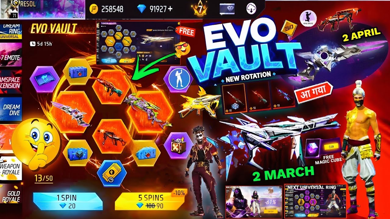 Next Evo Vault Event Free Fire🔥🤯2026 *100% CONFIRM*| 2 March Month Evo Vault Event M1887 Gun Skin