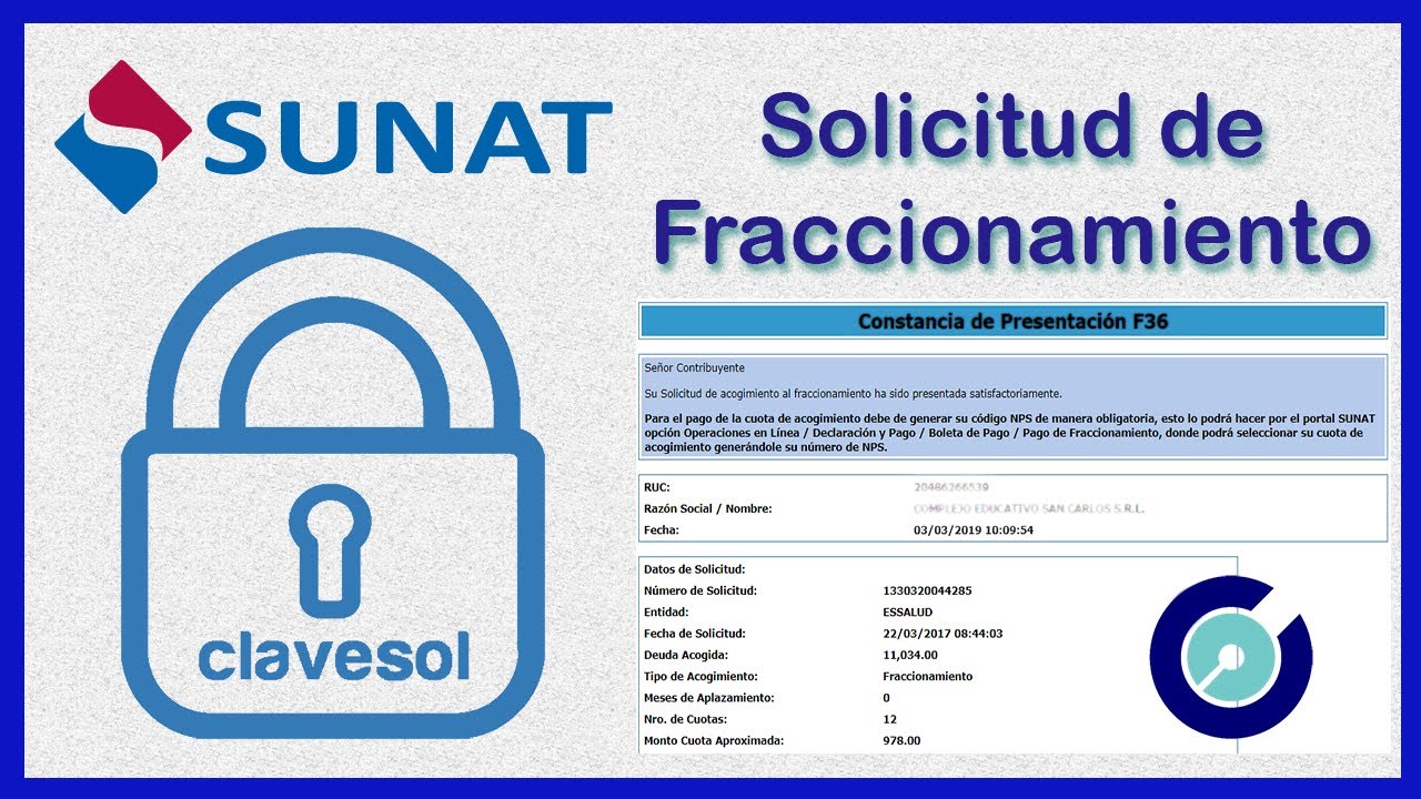 Clave SOL SUNAT | Solicitud de Fraccionamiento