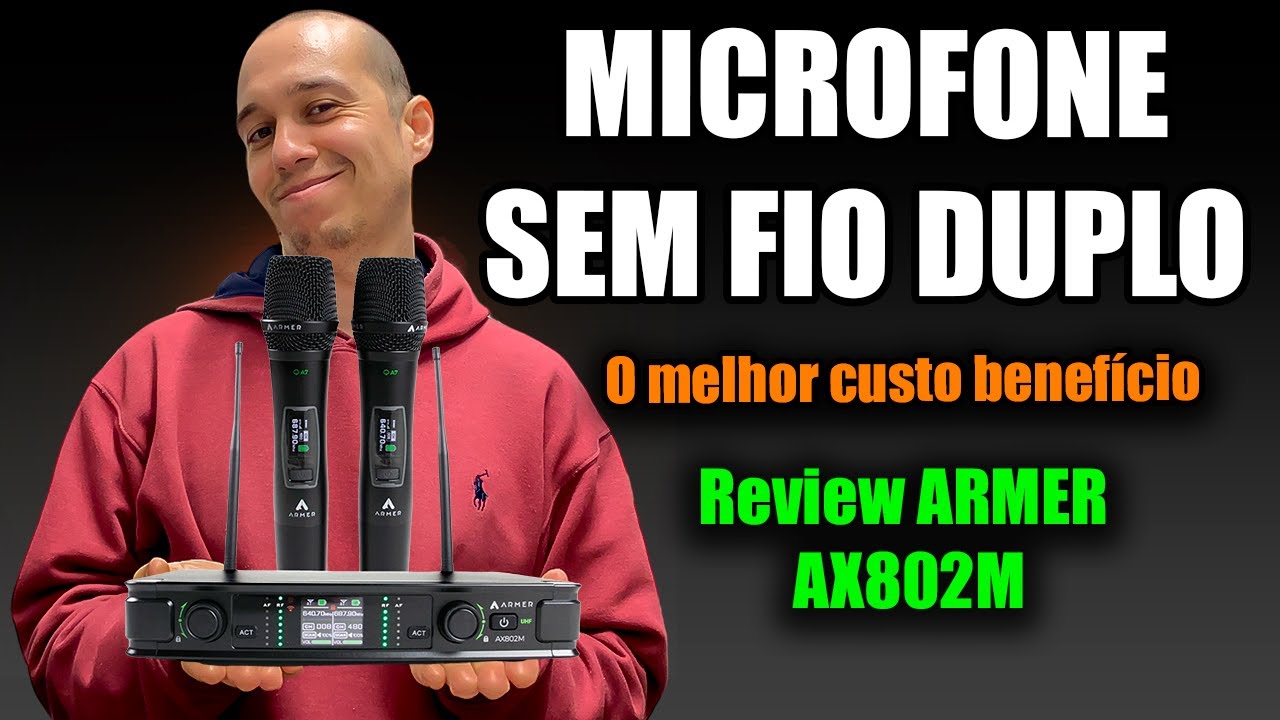 Microfone profissional sem fio duplo | Review ARMER AX802M