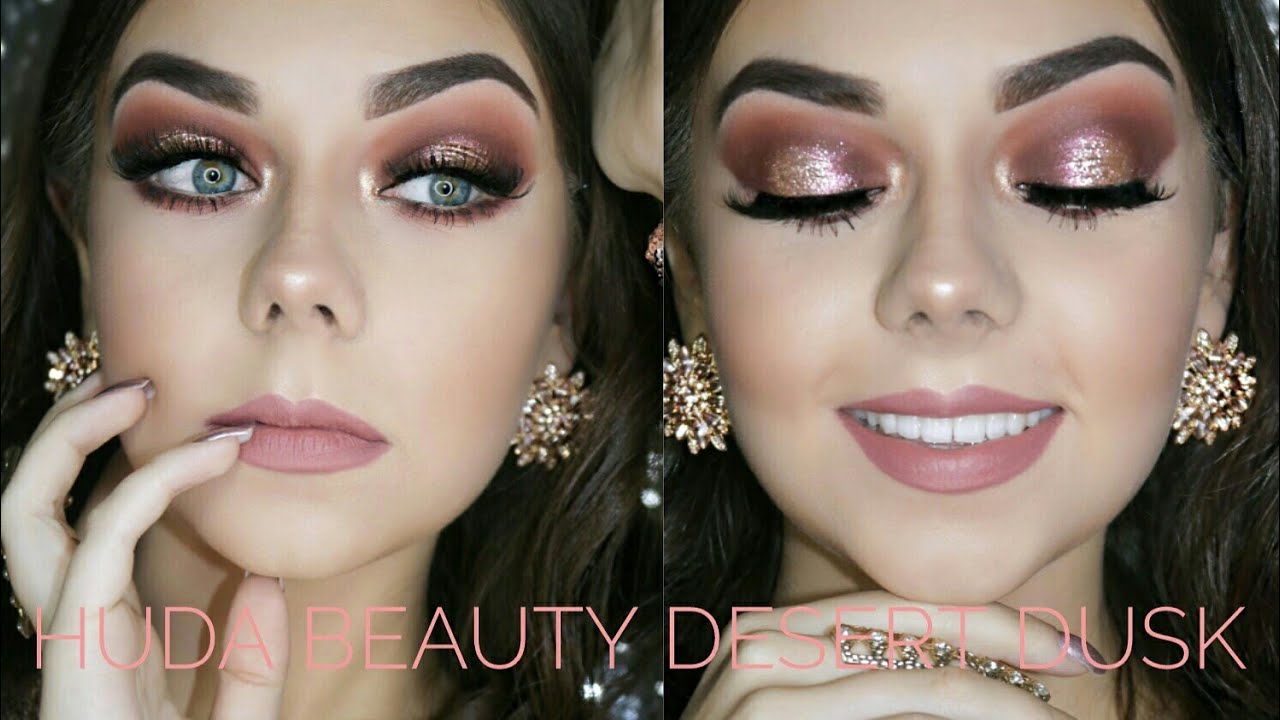 ROSEGOLD HALO EYE MAKEUP/HUDA BEAUTY DESERT DUSK PALETTE/هدى بيوتي