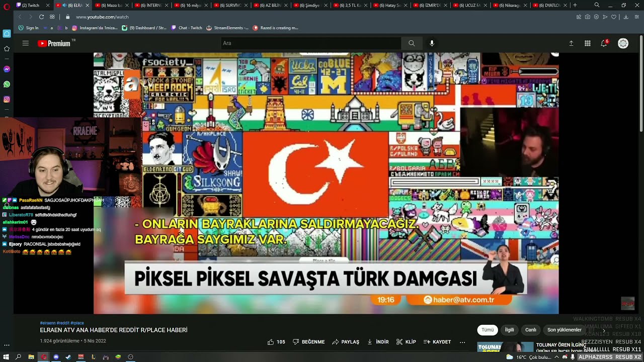 RRaenee, Elraen'in ATV habere çıktığı videoyu izliyor.