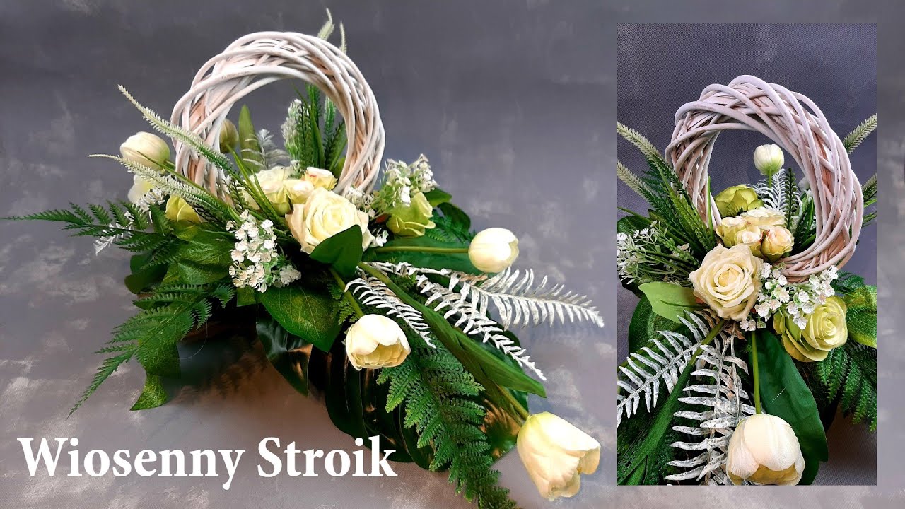 Wiosenny stroik na grób z wiklinowym wiankiem// DIY// Easter