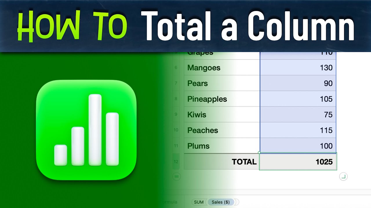 How to Total a Column in Apple Numbers on Mac