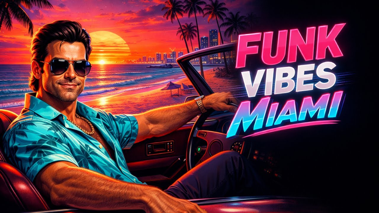 FUNK VIBES MIAMI 🌴 90s Retro Funk & Synthwave | Miami Vice Style Chill Music