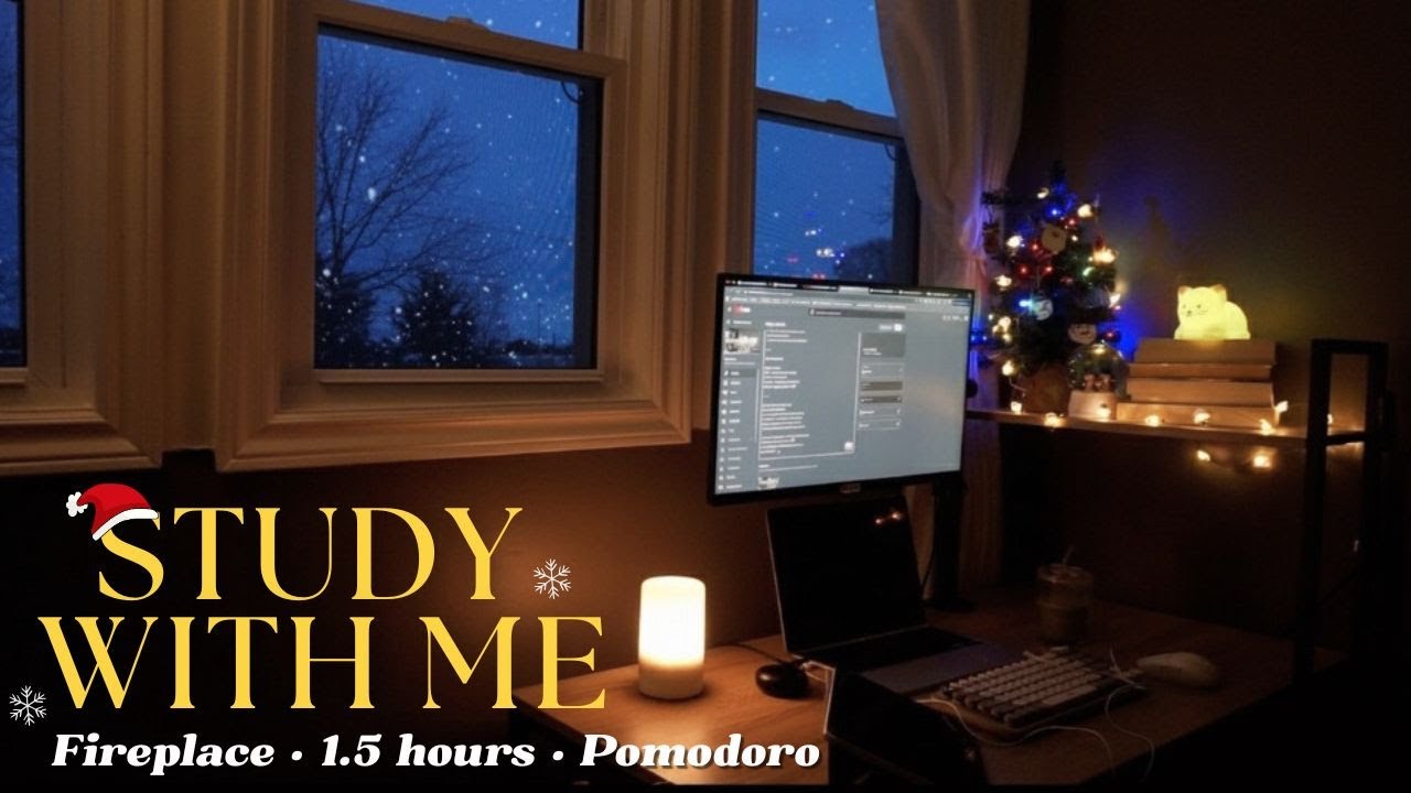 1.5 hours Sunrise Study Session 🌅📚 (with Pomodoro) | Fireplace sounds