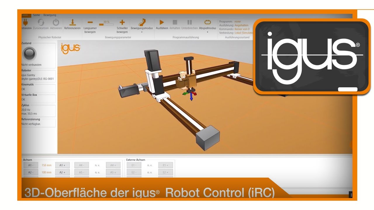 Raumportal-Roboter programmieren mit der igus Robot Control-Steuerung (3 Achsen Roboter)