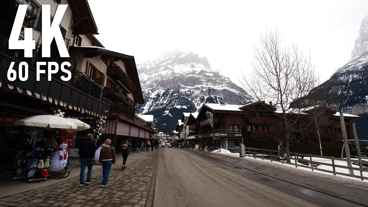 Winter in Grindelwald: A Long-Form Walk Through the 2026 World Snow Festival | 4K 60fps