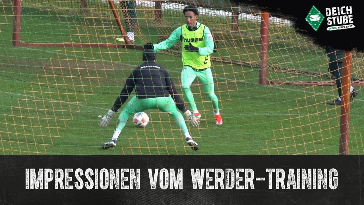 Spikeball-Duell und eine besondere Spielform: Impressionen vom Werder-Training vor St. Pauli!