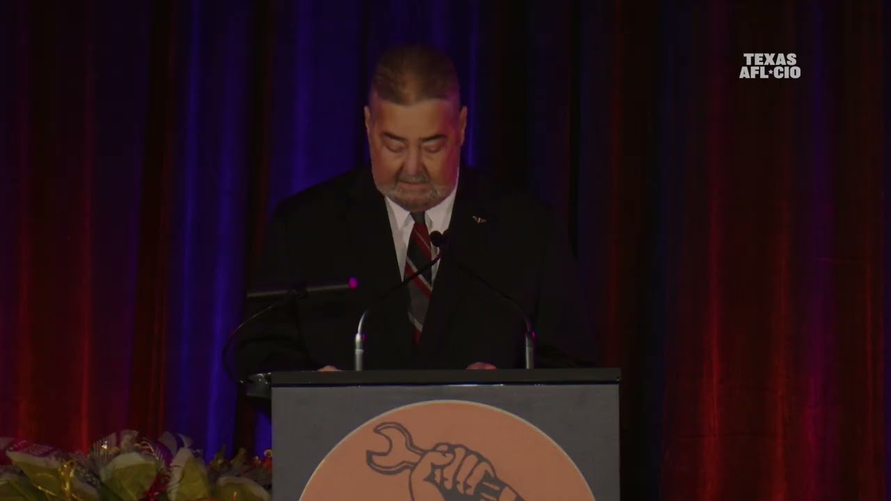 Texas Labor Hall of Fame inductee Bob Martinez speaks at the 2026 Induction Ceremony