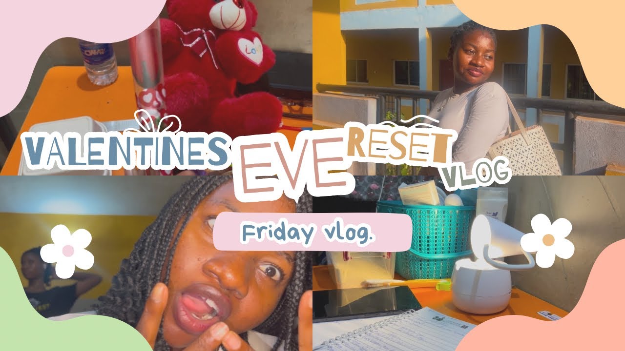 VALENTINE’S EVE VLOG || Hair Takedown 💇🏽‍♀️😮‍💨, Assignments 📚📝 + Cozy Movie Night 🍿🎥🌙