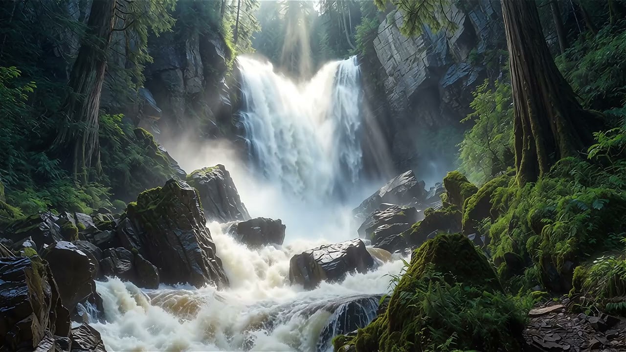 Amazing Forest Waterfalls | Waterfall with Sound | Ambiance for Restful Sleep Relaxing Nature Sounds