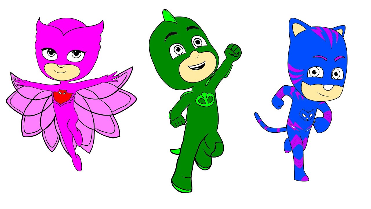 PJ Masks Coloring Pages | How to Draw Catboy, Gekko and Owlette