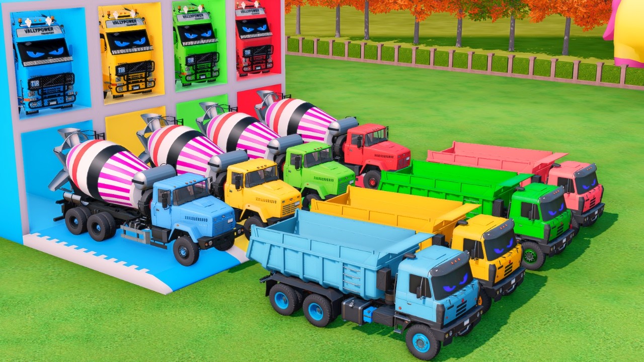TRANSPORTING MONSTER TRUCK ,MIXER TRUCK, COLORFUL CARS WITH TRUCK -FARMING SIMULATOR 22!