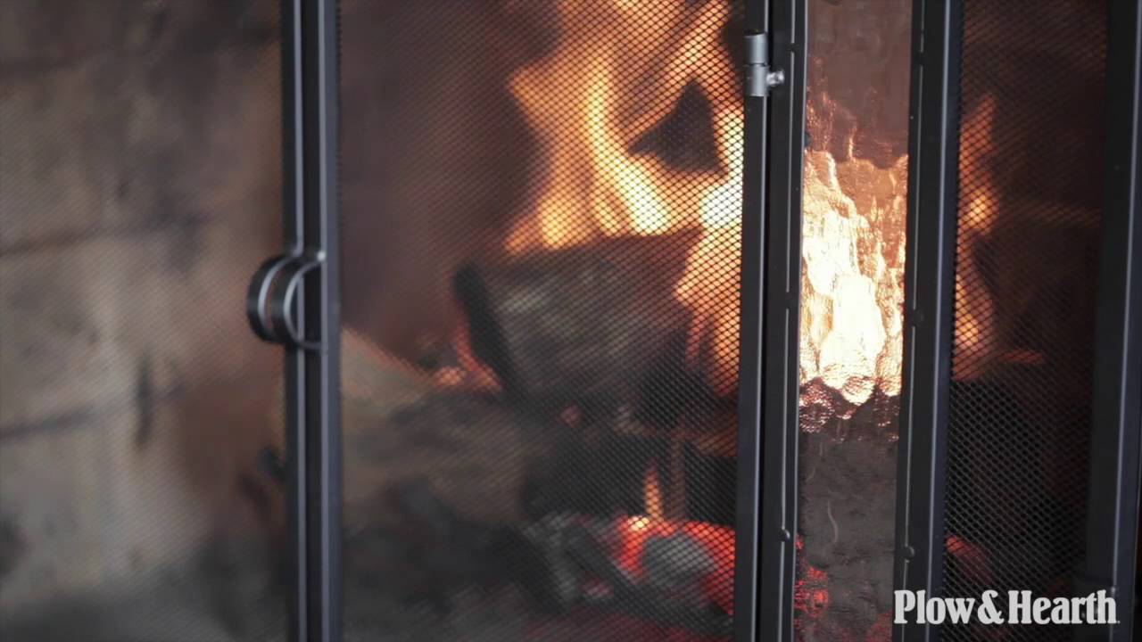 Steel Fire Screen with Two Doors and Tempered Glass Accents SKU# 11494 - Plow & Hearth