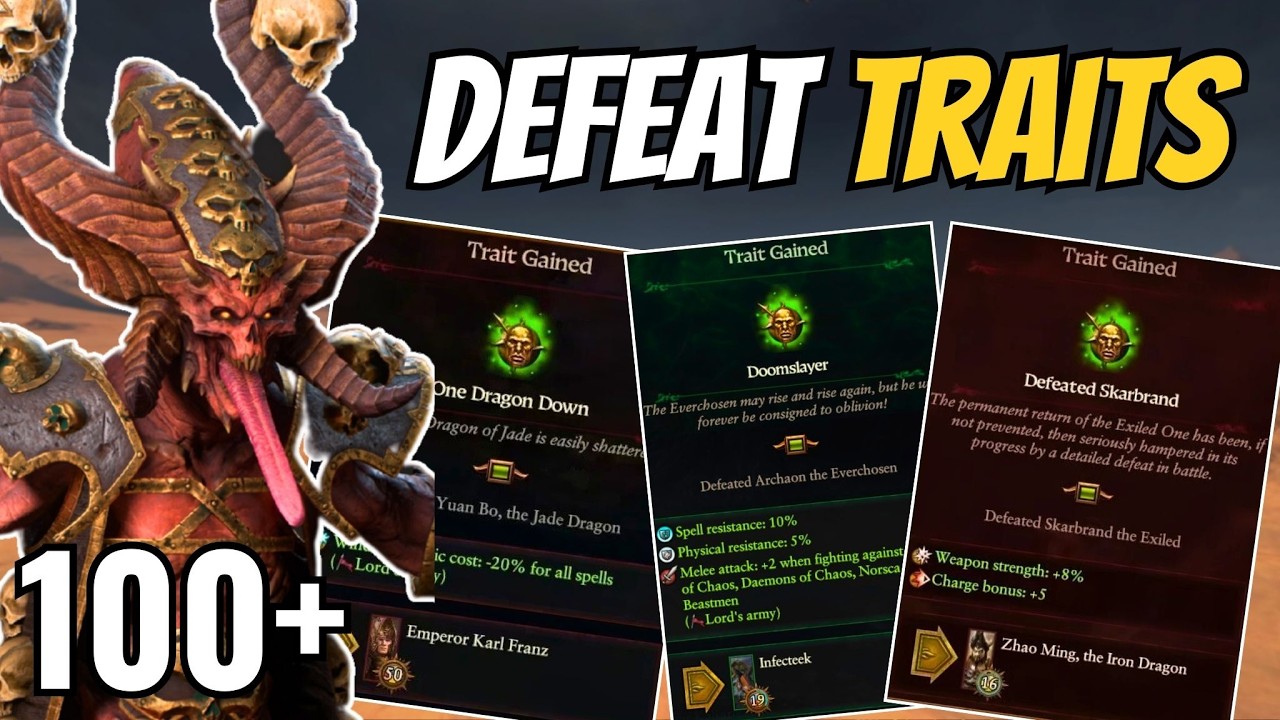 All 100 Legendary Lords DEFEAT TRAITS in Total War Warhammer 3