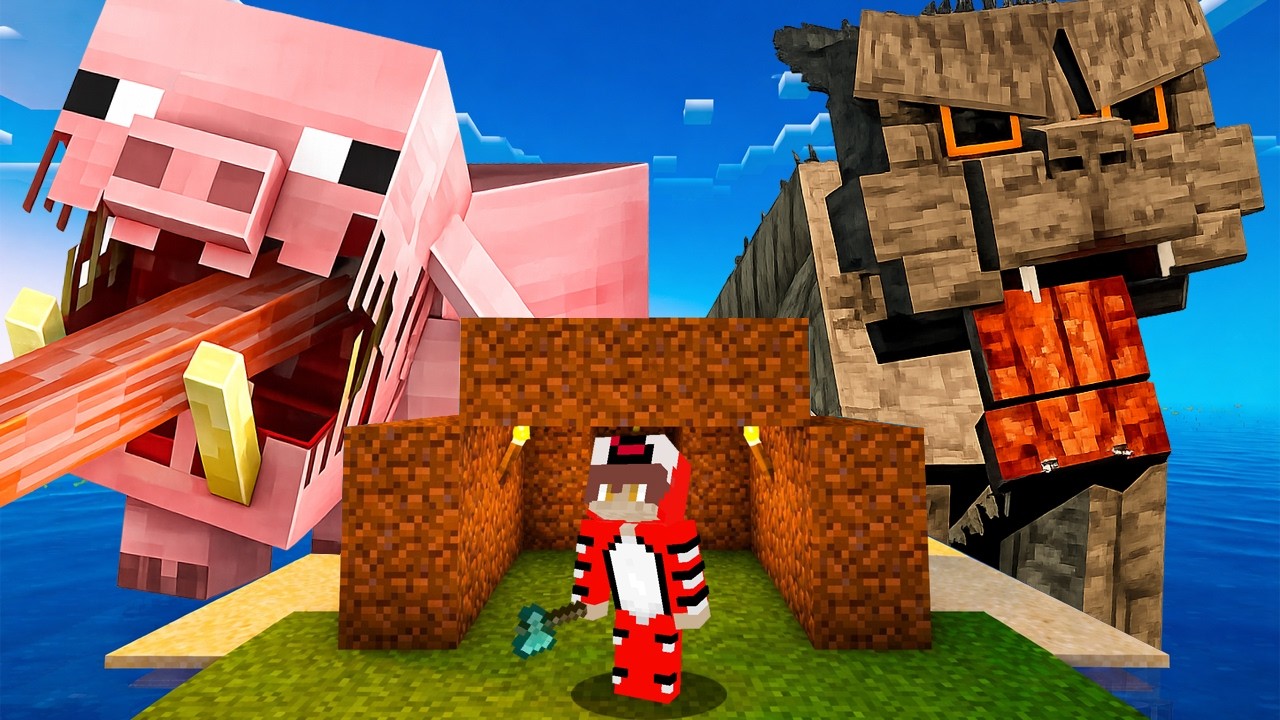 Nadie Sobrevive en la Isla de las Criaturas Gigantes en Minecraft!