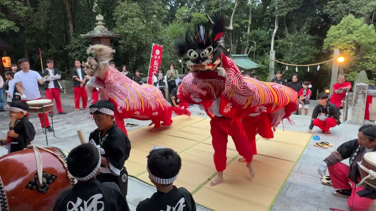 令和６年(2024年)浪打八幡宮　宵　吉津夫婦獅子舞　北村