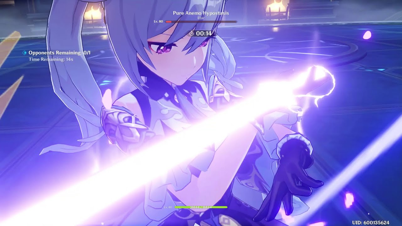 [Genshin Impact] Pure Anemo Hypostasis Max Difficulty (4365) No Food/Damage (Keqing DPS)