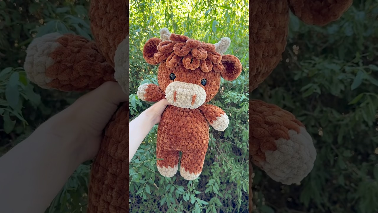 Pattern by me 🐮 #crochet #highlandcow #amigurumi #plushies #crochetpatterns #cute