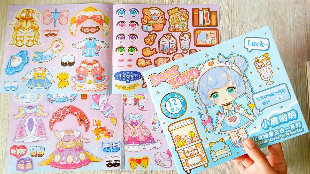 Thiết kế Sticker thay trang phục cho cô gái dễ thương | Trang trí tiệm bánh, phòng đọc sách