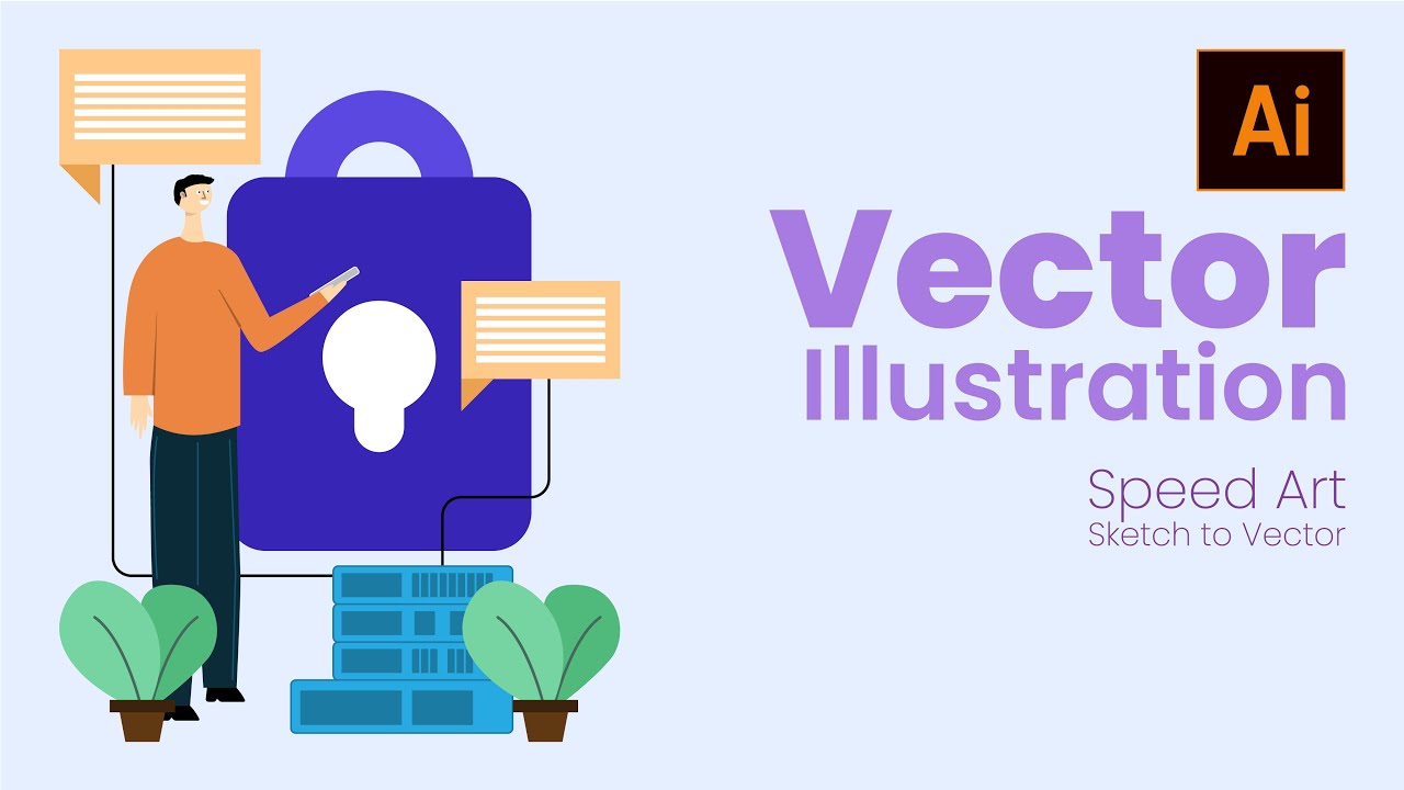 Vector illustration drawing (Secure Communication & Privacy concept) —Speed Art | Adobe Illustrator